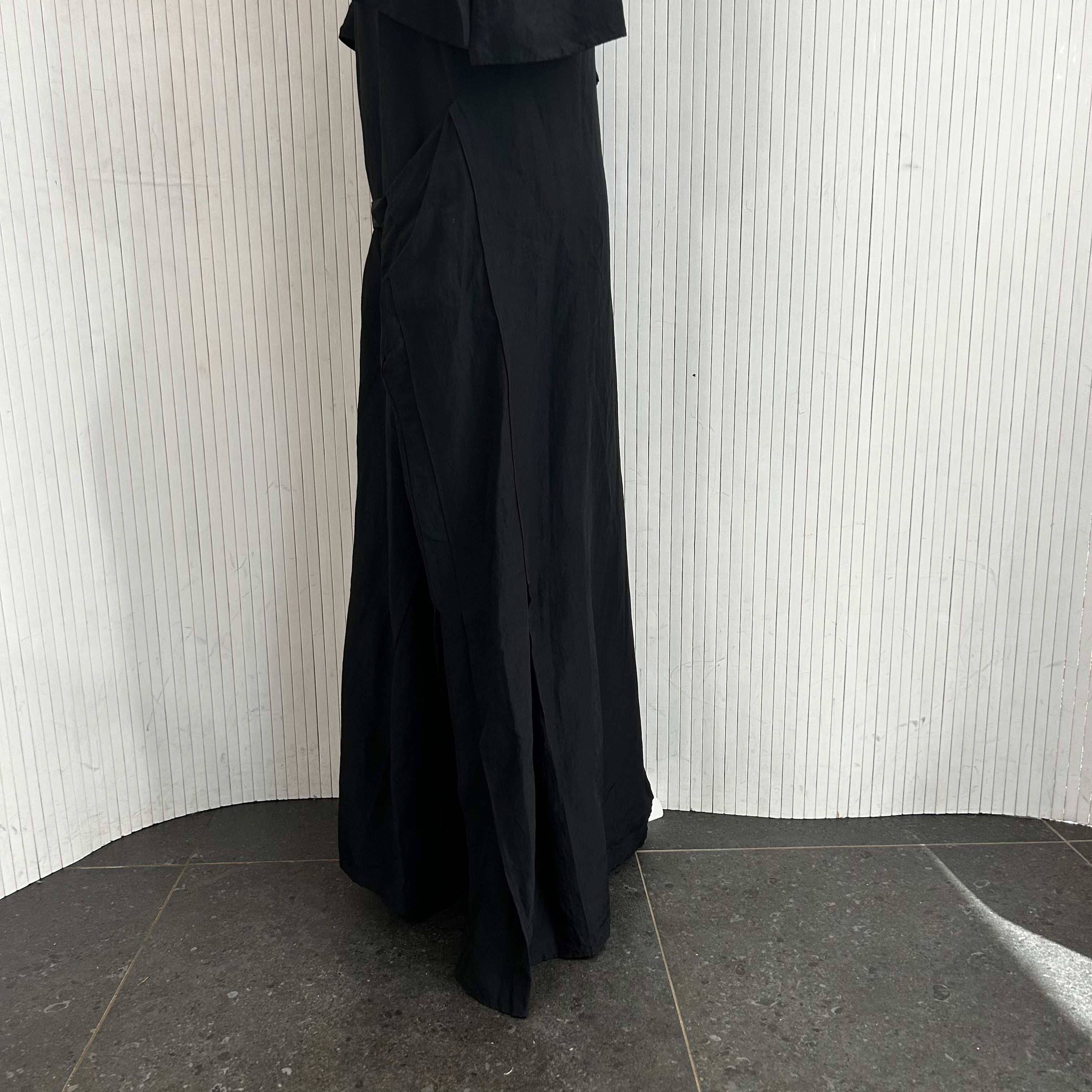 Jil Sander Maxi Dress - Black Linen & Viscose, Tie Front, XS/S/M.