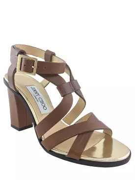 Jimmy Choo block heel sandals leather strappy size 7.