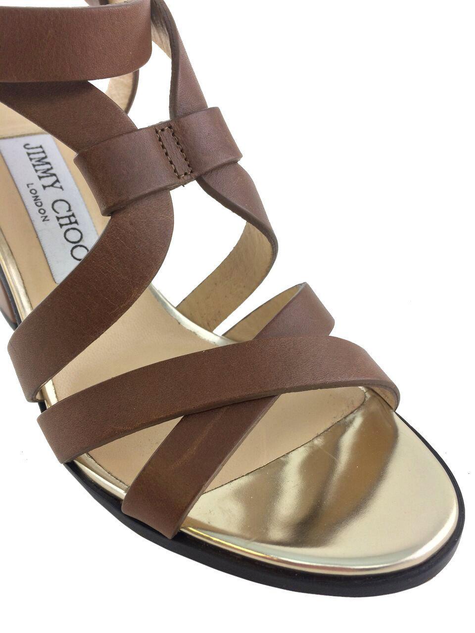 Jimmy Choo block heel sandals leather strappy size 7.