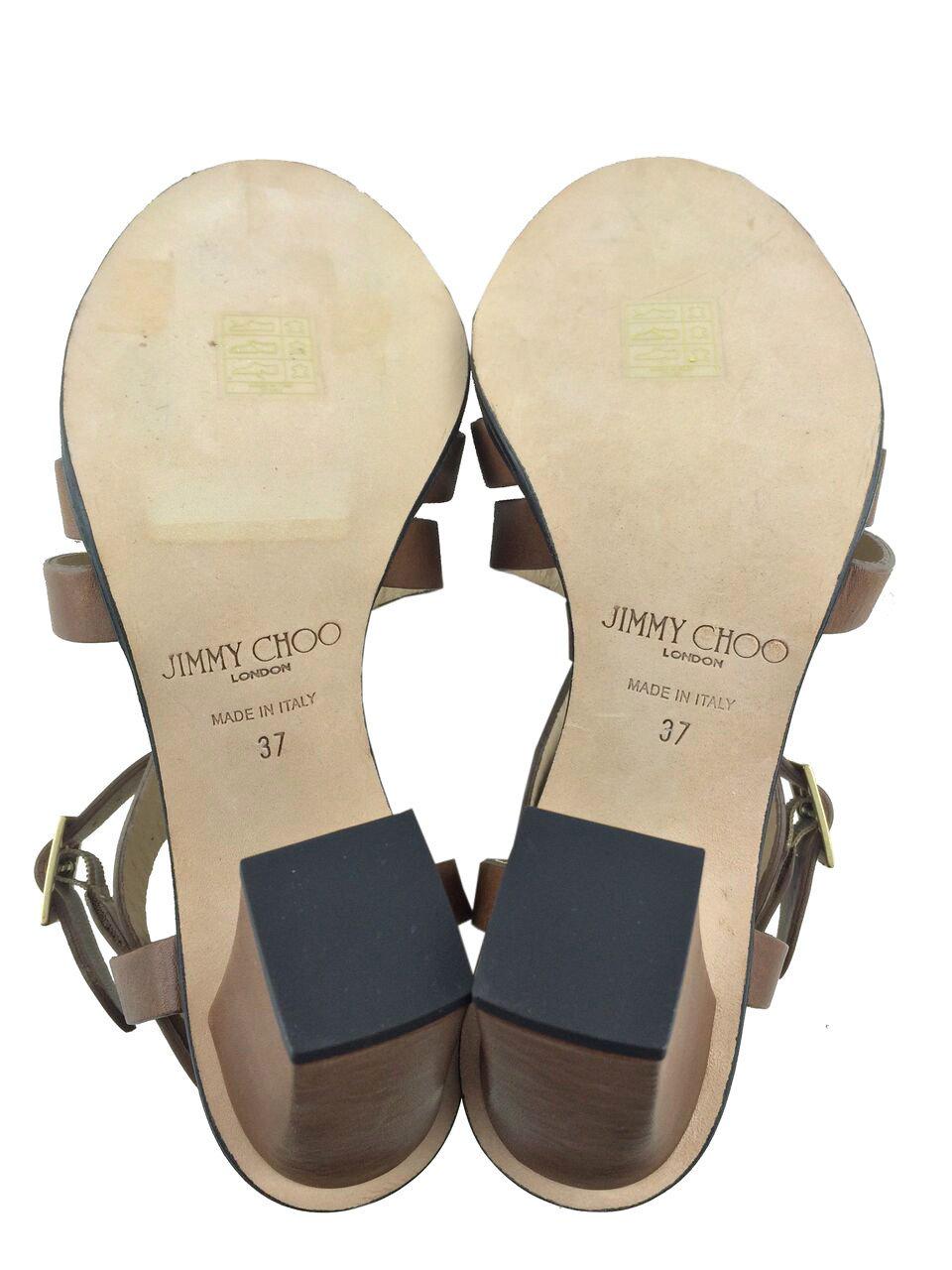 Jimmy Choo block heel sandals leather strappy size 7.