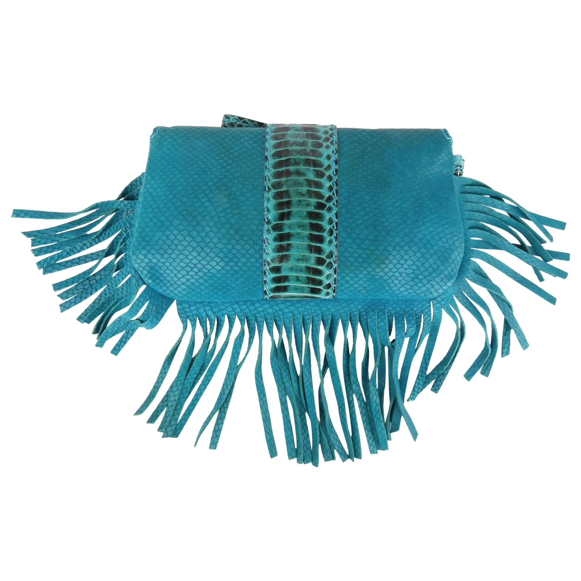 Jimmy Choo Blue Snakeskin Fringe Clutch Bag with Wrist Strap - Google SEO: Jimmy Choo Blue Snakeskin Fringe Clutch Bag, Wrist St