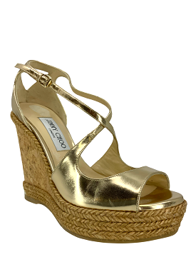 JIMMY CHOO Dakota Wedge Sandals Size 7.5