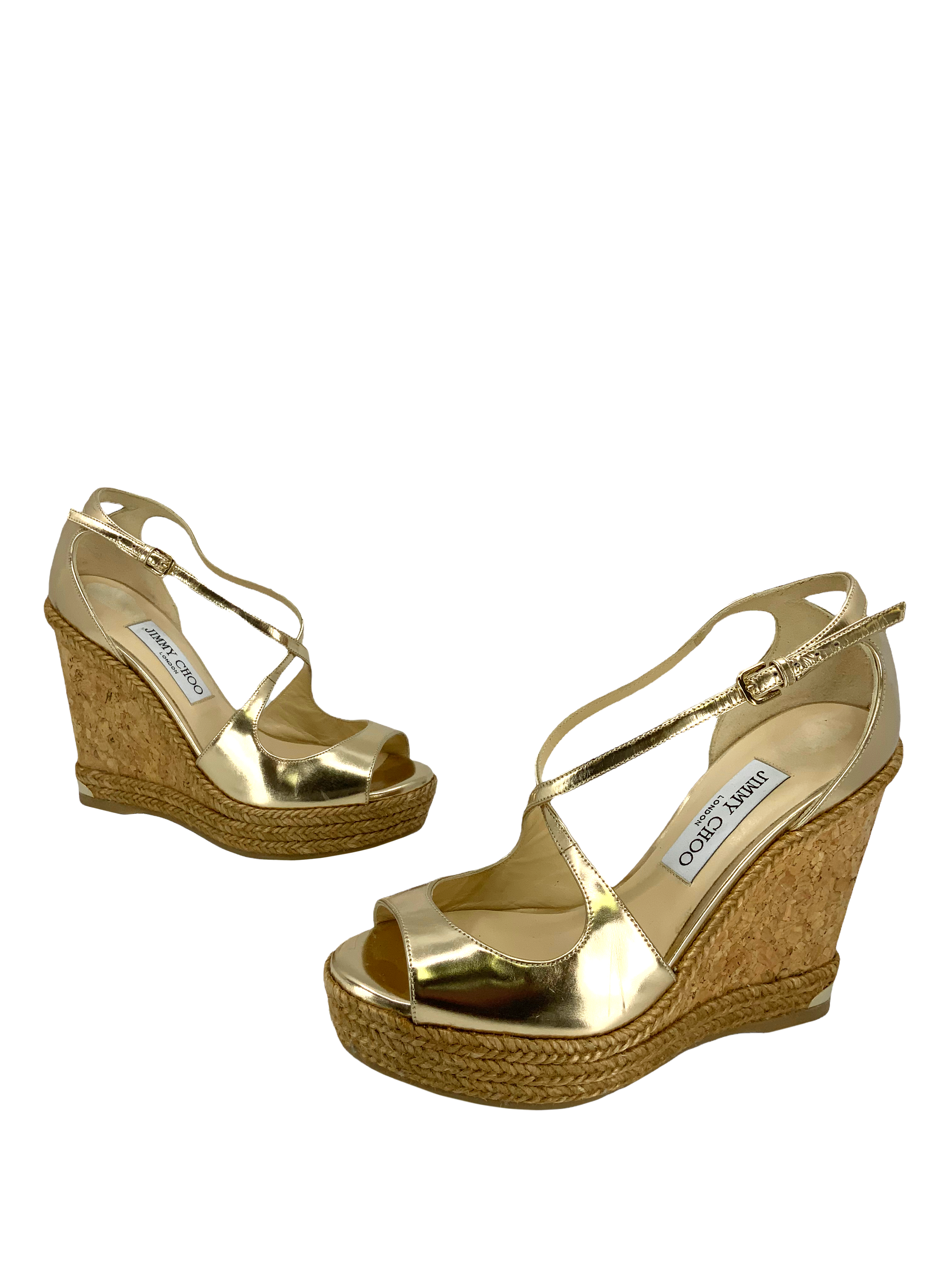 JIMMY CHOO Dakota Wedge Sandals Size 7.5