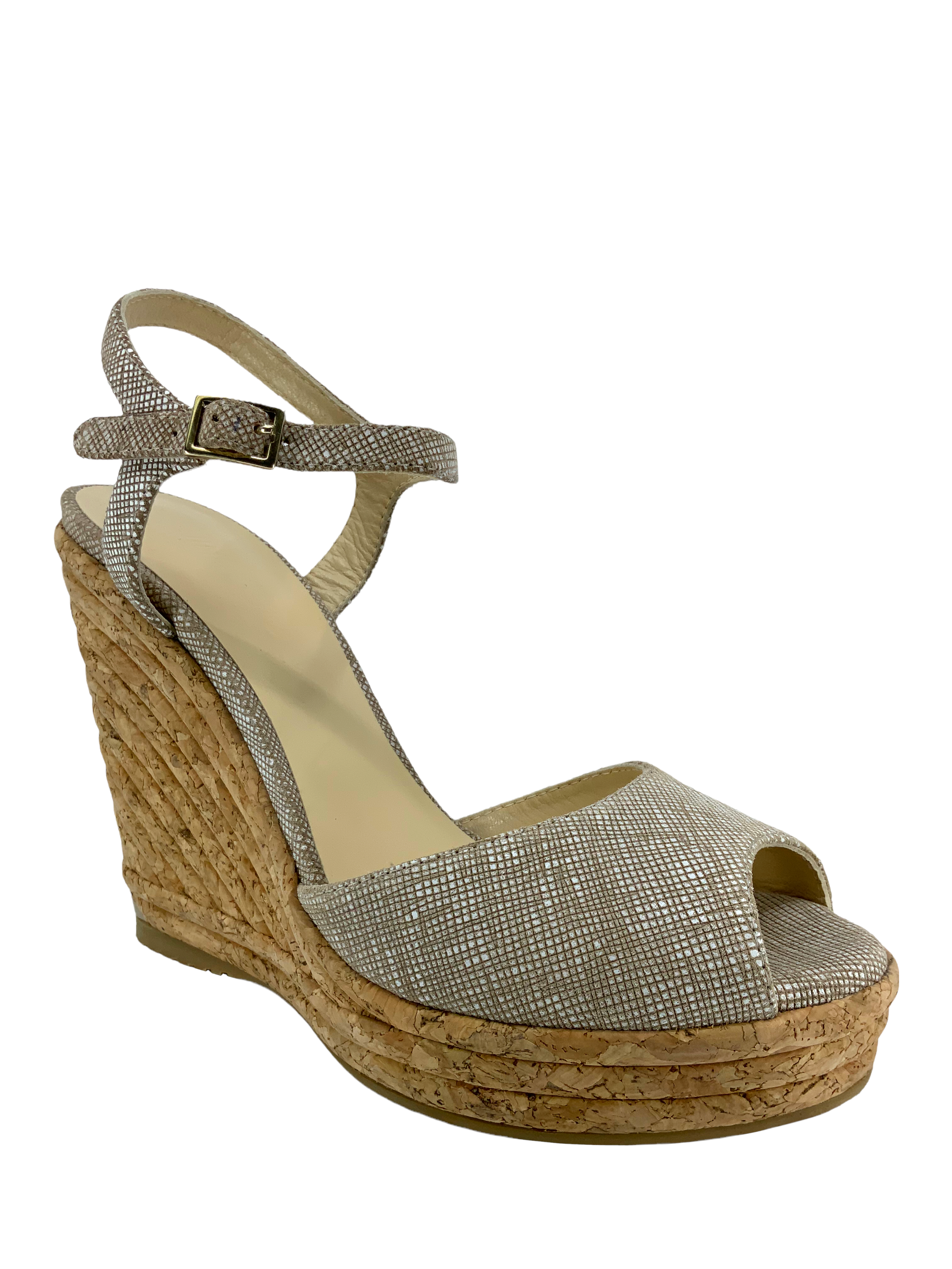 Jimmy Choo Suede Cork Platform Wedge Sandals Size 9.5