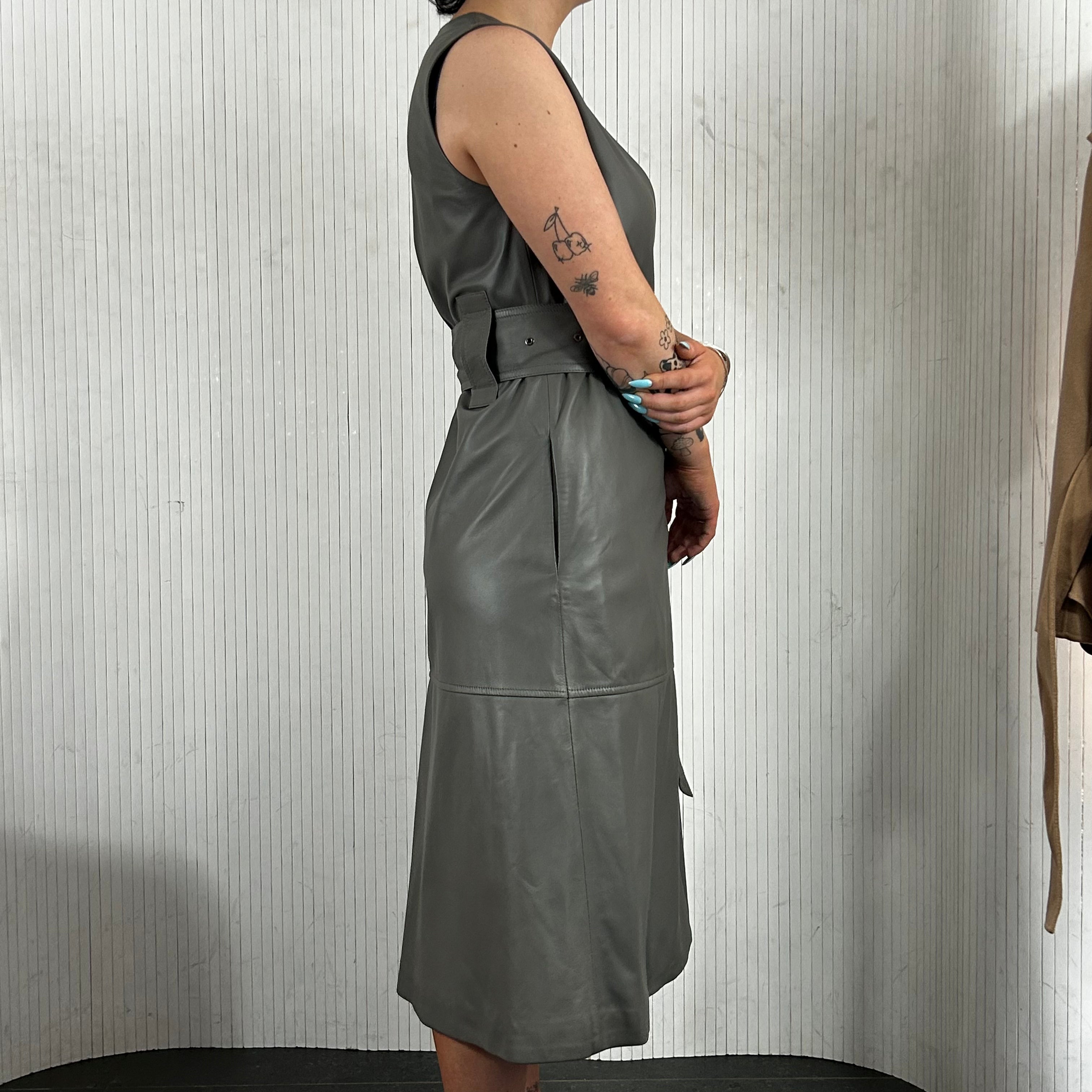 Joseph Ash Grey Nappa Leather Dress XS