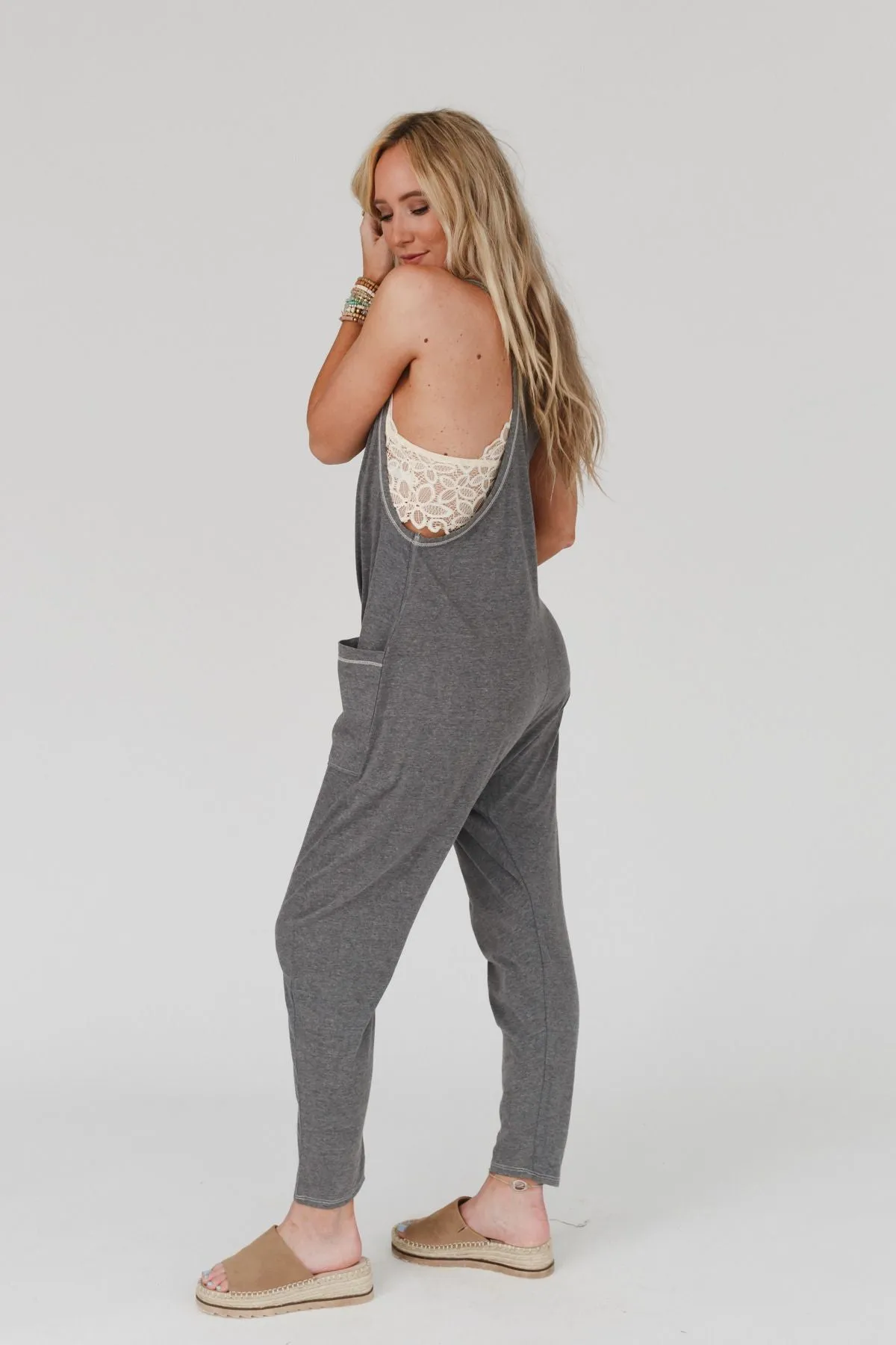 Charcoal Harem Jumpsuit - Jump To It