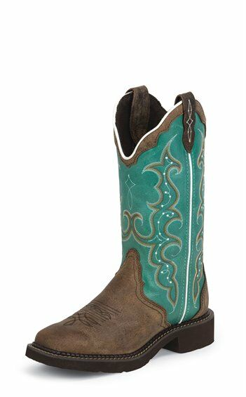 Justin Women's Western Boot in Distressed Brown