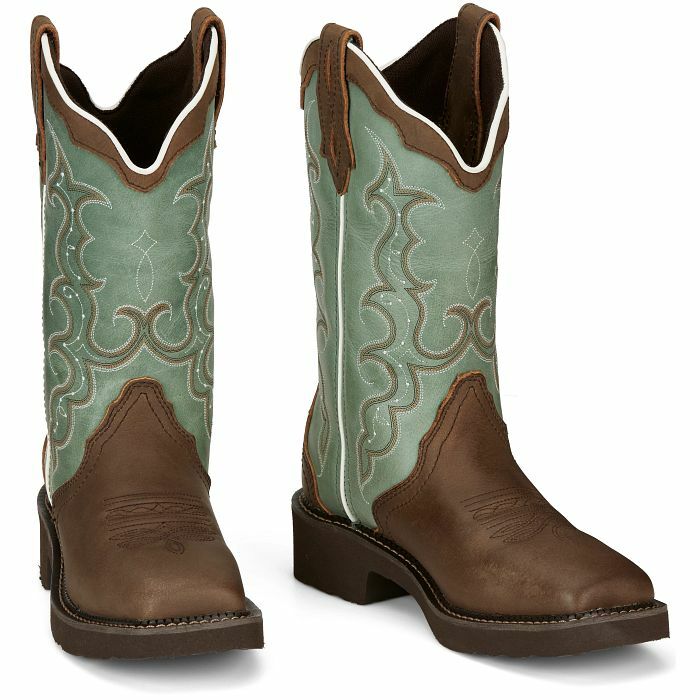 Justin Women's Western Boot in Distressed Brown