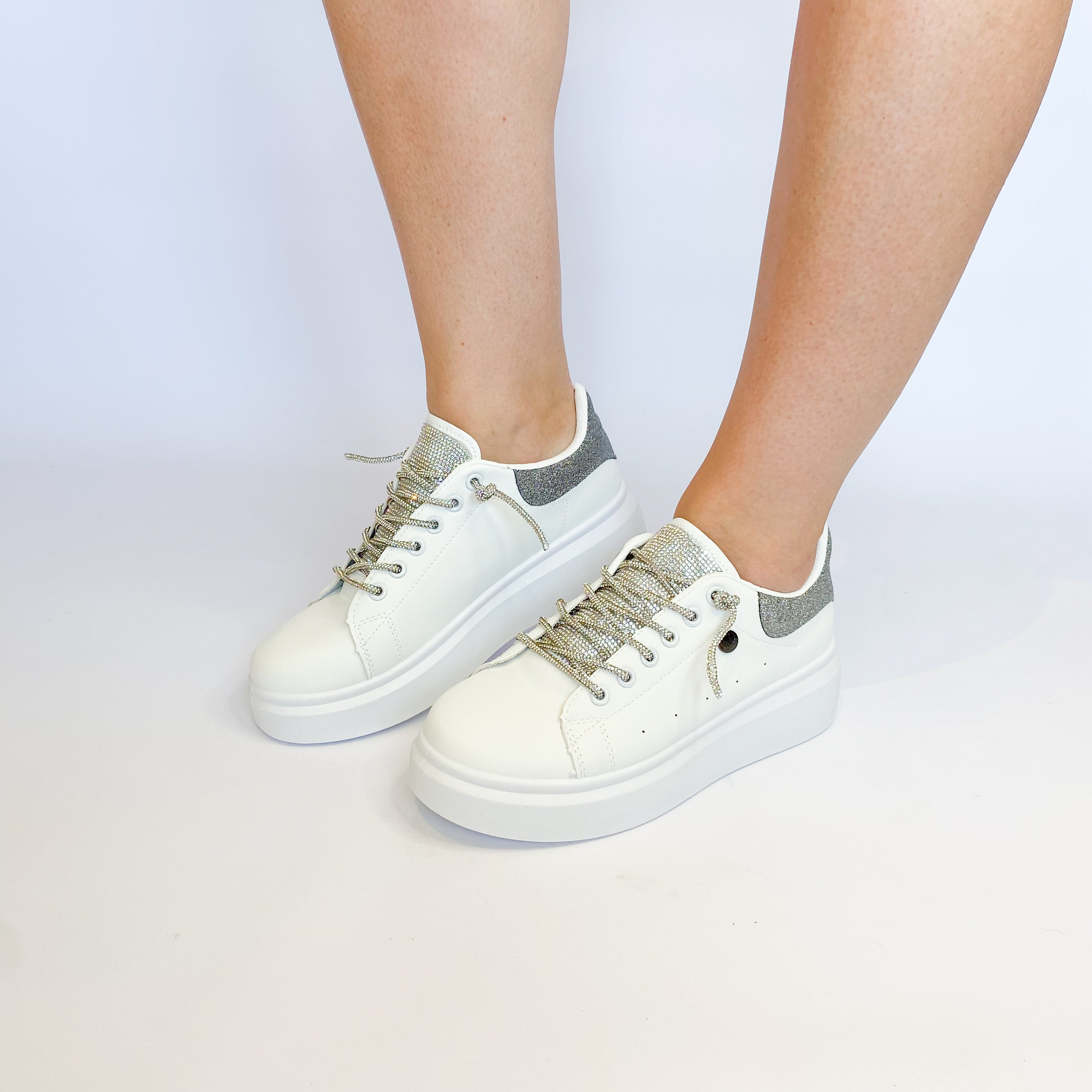 KG white silver glitter sneaker -  Shop the latest white and silver glitter sneakers by KG.