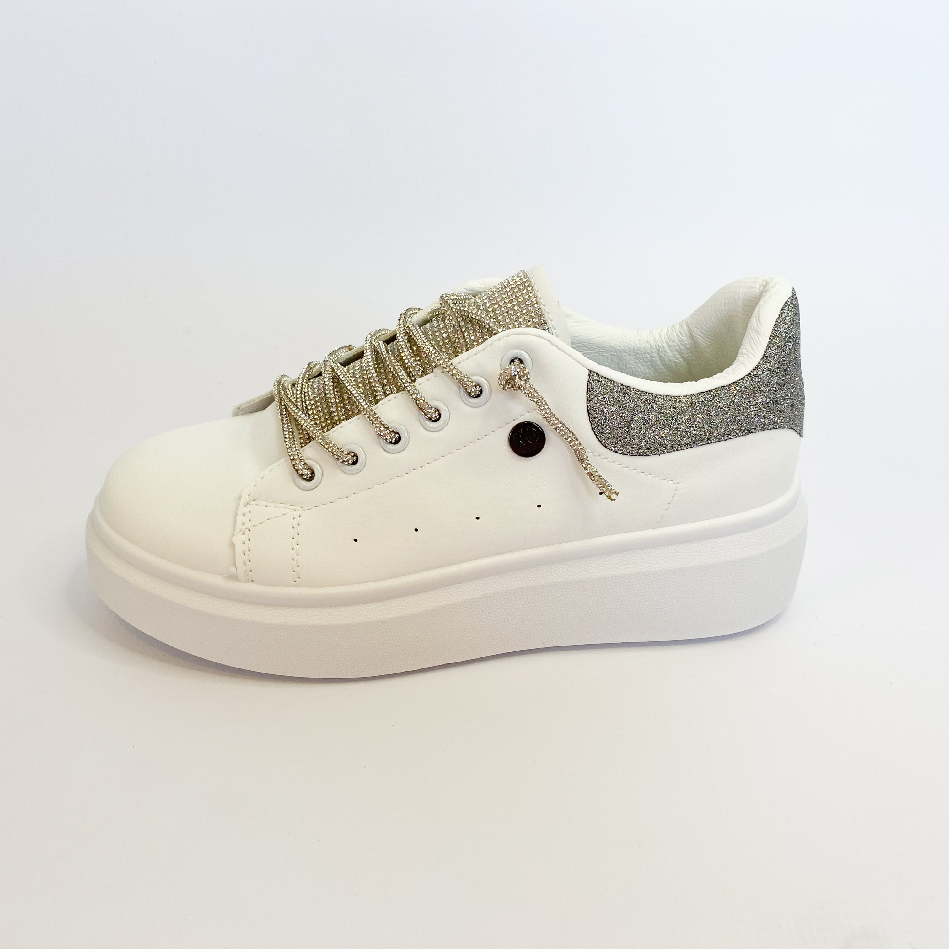 KG white silver glitter sneaker -  Shop the latest white and silver glitter sneakers by KG.