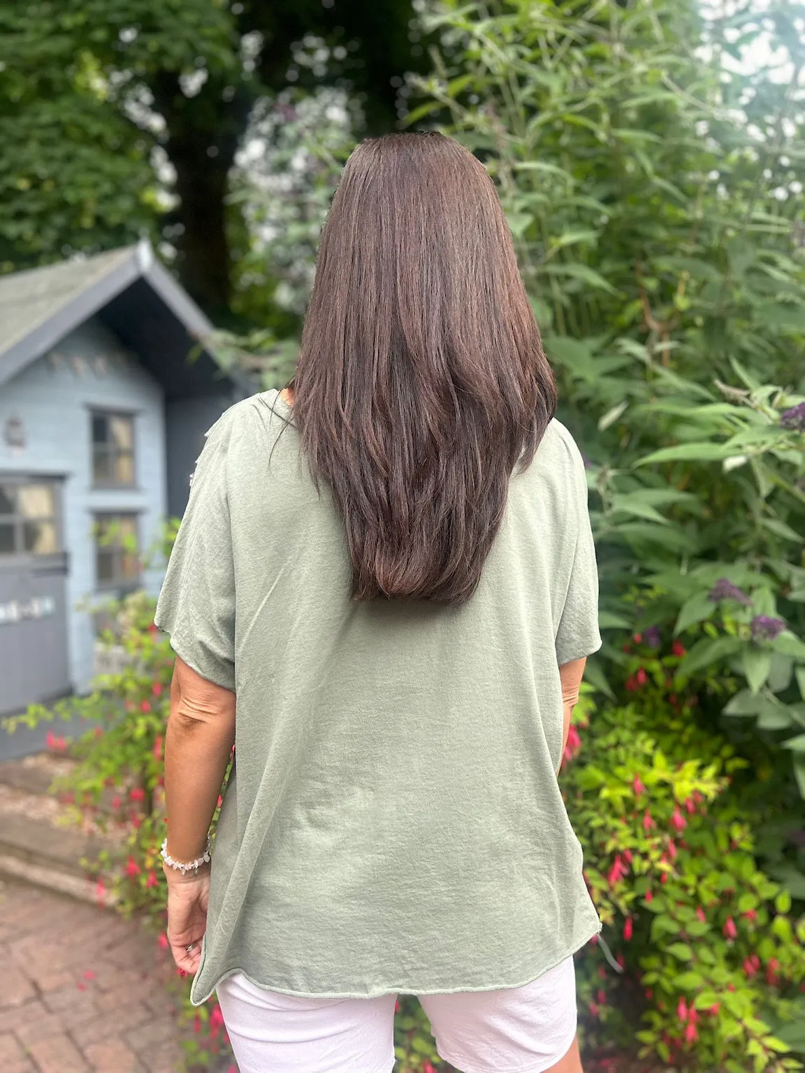 Distressed Khaki Tee Andrea