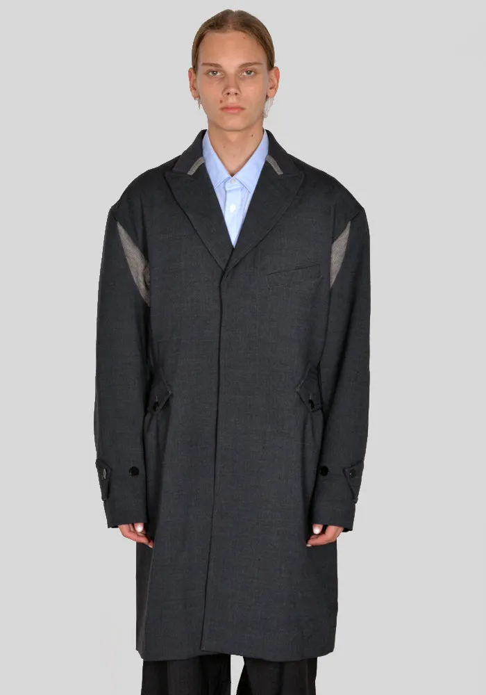 Kiko Kostadinov Kkaw23j02-27 Solon Long Coat Shadow Grey Ash Grey