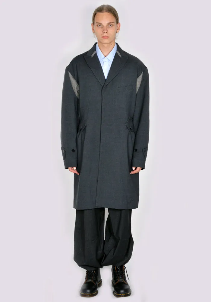 Kiko Kostadinov Kkaw23j02-27 Solon Long Coat Shadow Grey Ash Grey