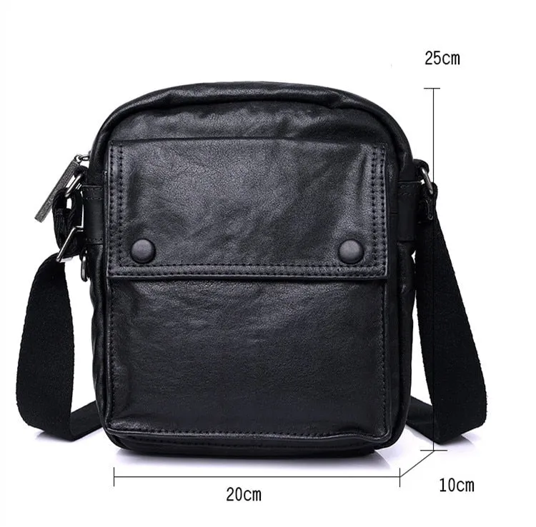 Korean Men's Outdoor Sports Shoulder Messenger Bag in Genuine Leather