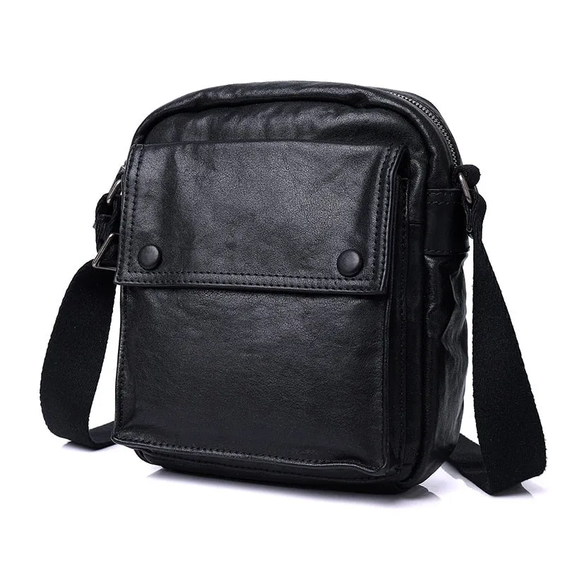 Korean Men's Outdoor Sports Shoulder Messenger Bag in Genuine Leather