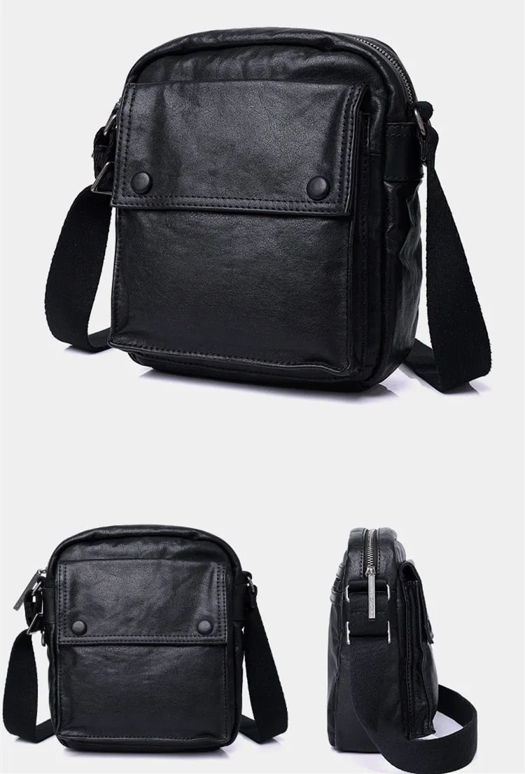 Korean Men's Outdoor Sports Shoulder Messenger Bag in Genuine Leather