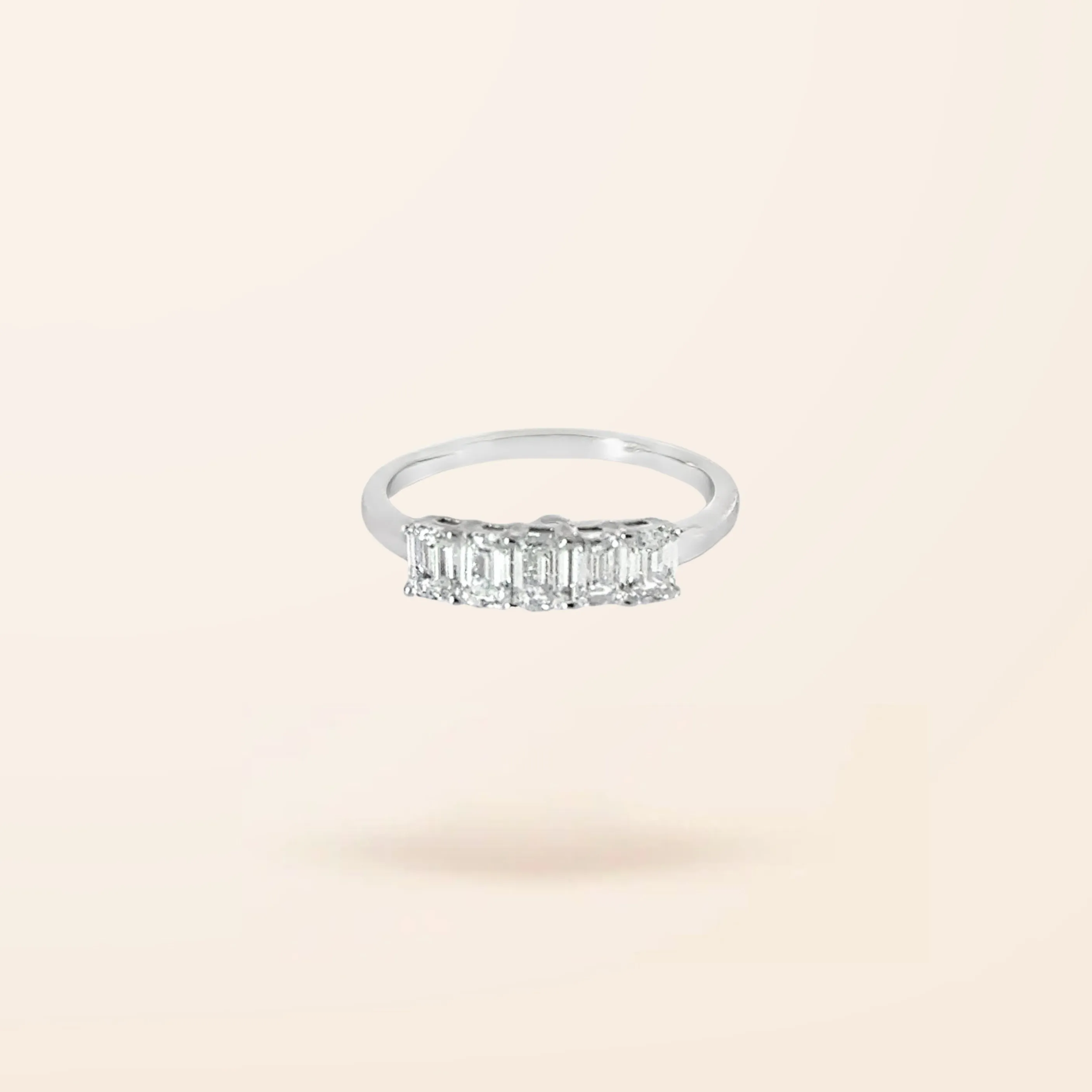 Emerald Cut Five Stone Ring Lab Created Diamond 14K Gold