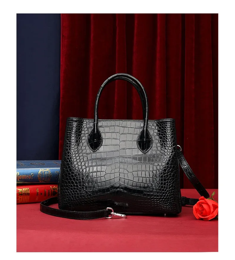 Large Capacity Crocodile Skin Women's Shoulder Messenger Handbag