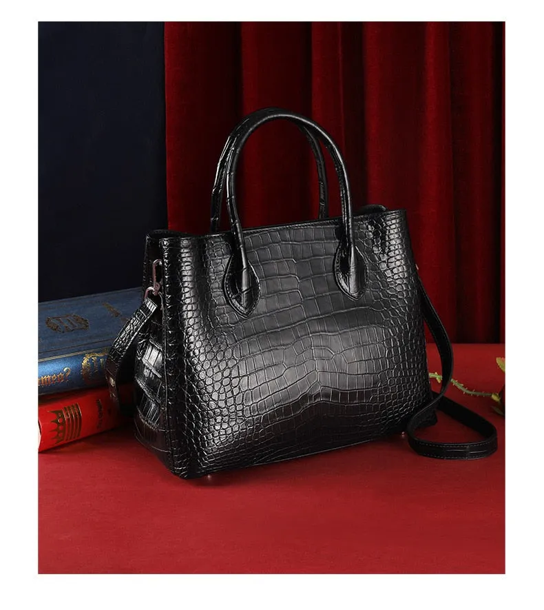 Large Capacity Crocodile Skin Women's Shoulder Messenger Handbag