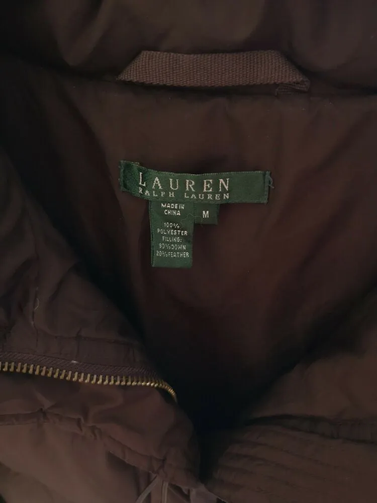 Lauren Ralph Lauren Puffer Jacket Brown Size M UK 10