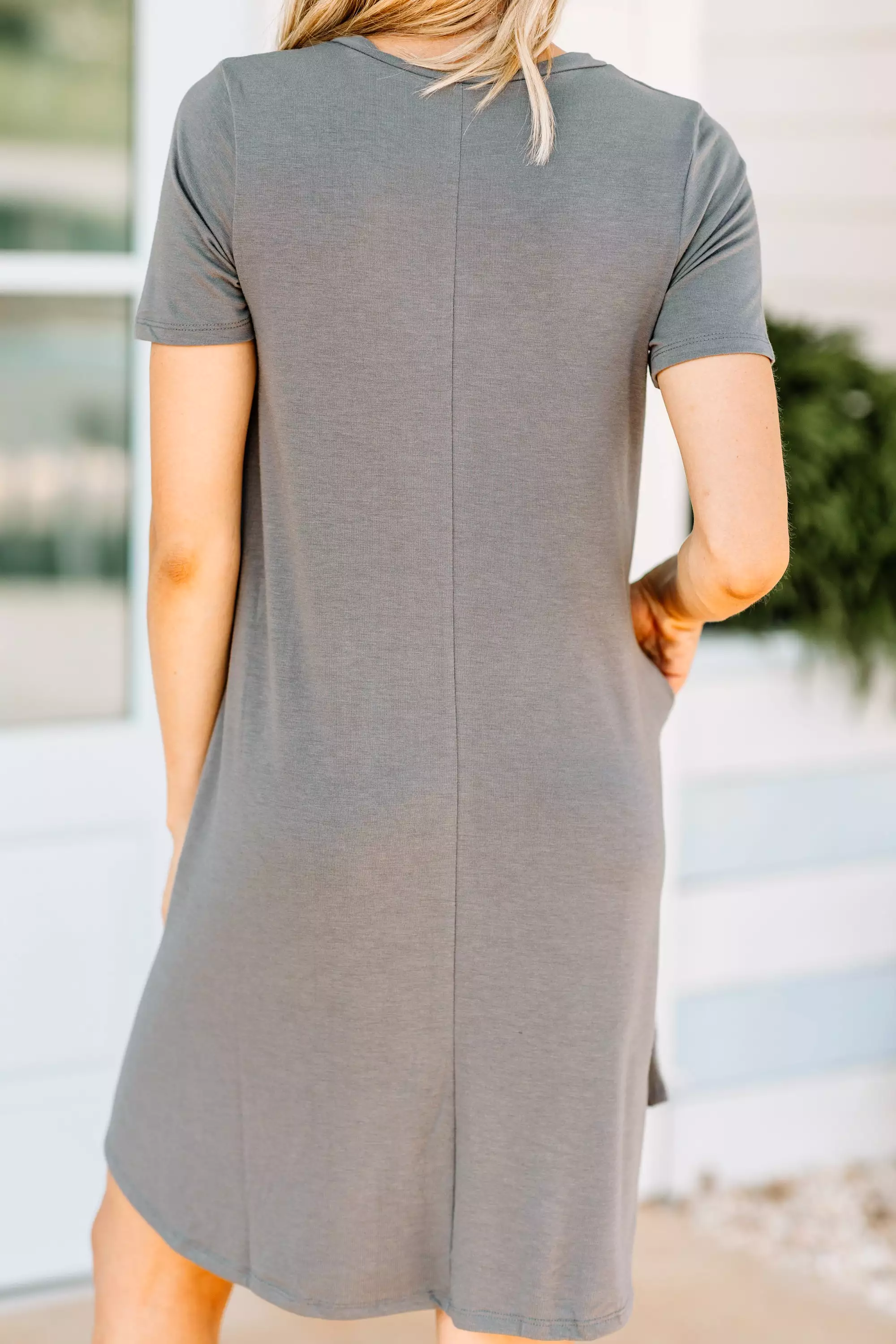 Lean On Me Gray T-shirt Dress