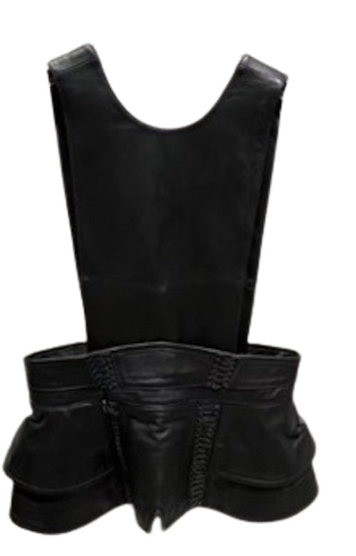 Leather Peplum Waistcoat+Belt