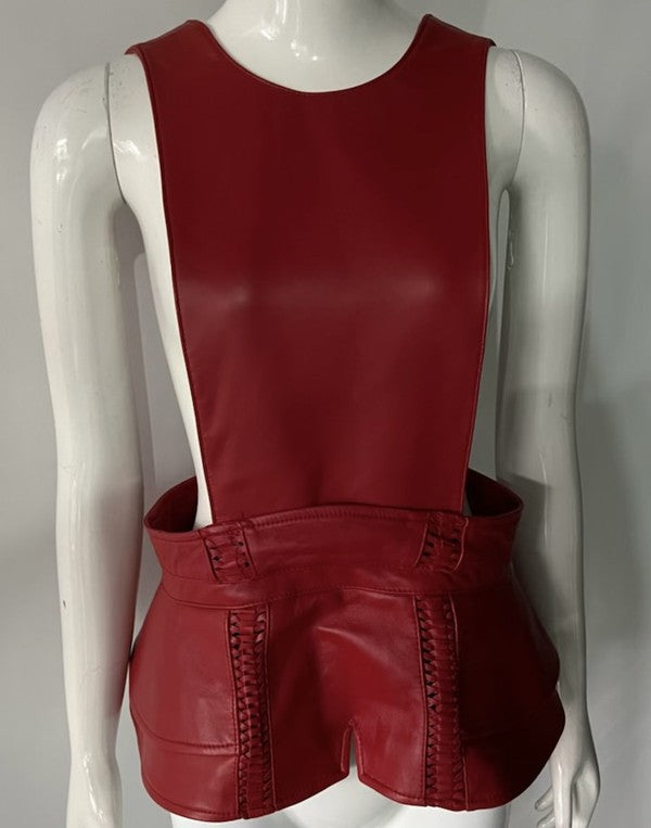 Leather Peplum Waistcoat+Belt