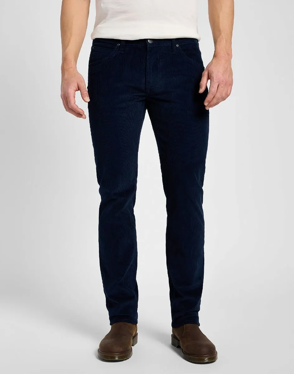 Lee Regular Straight Corduroy Jeans in Rivet Navy, Daren Zip Collection