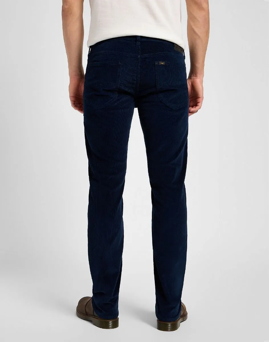 Lee Regular Straight Corduroy Jeans in Rivet Navy, Daren Zip Collection