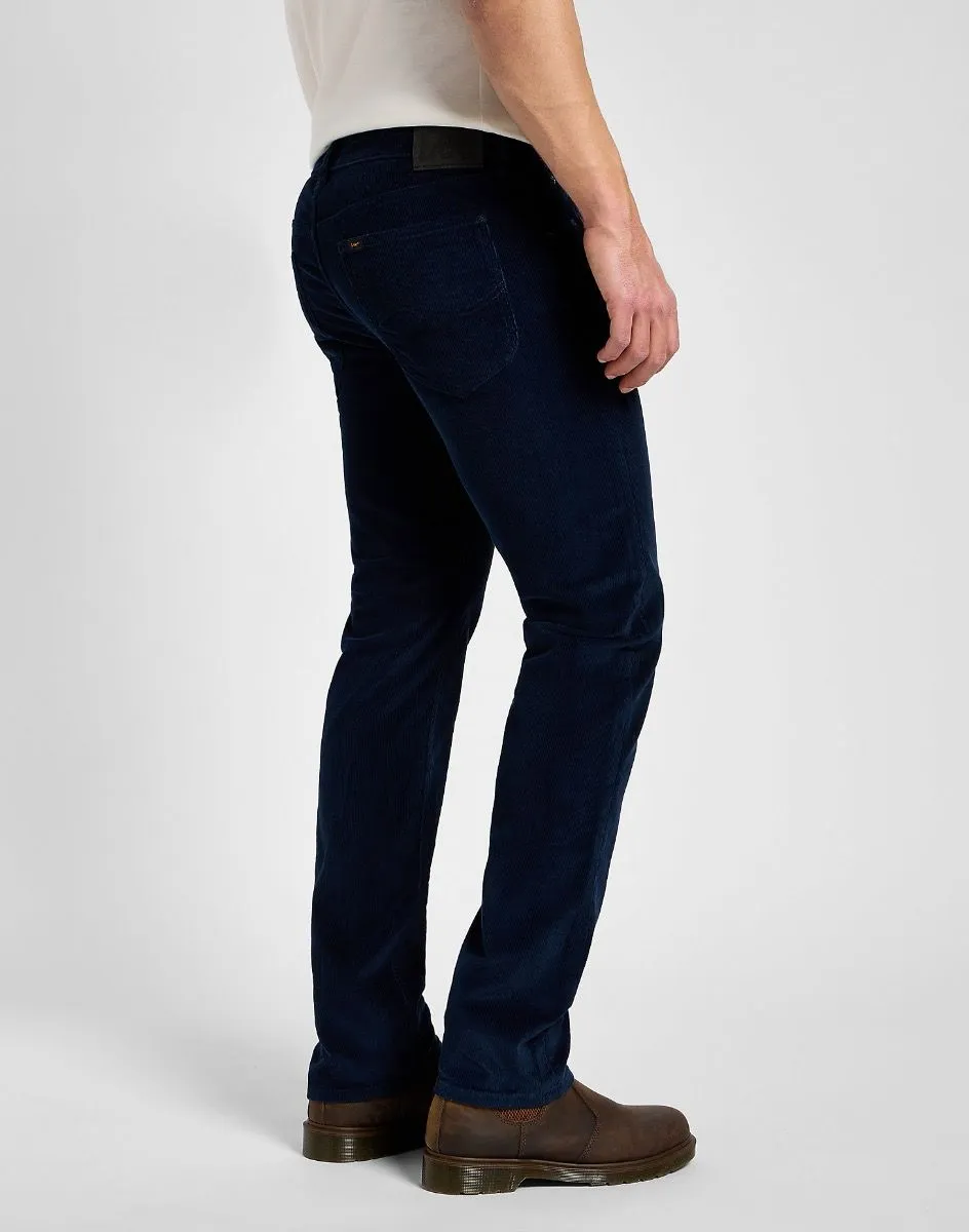 Lee Regular Straight Corduroy Jeans in Rivet Navy, Daren Zip Collection