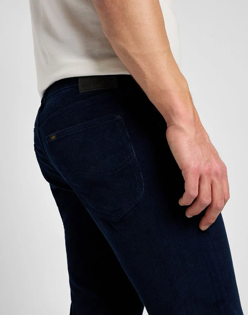 Lee Regular Straight Corduroy Jeans in Rivet Navy, Daren Zip Collection