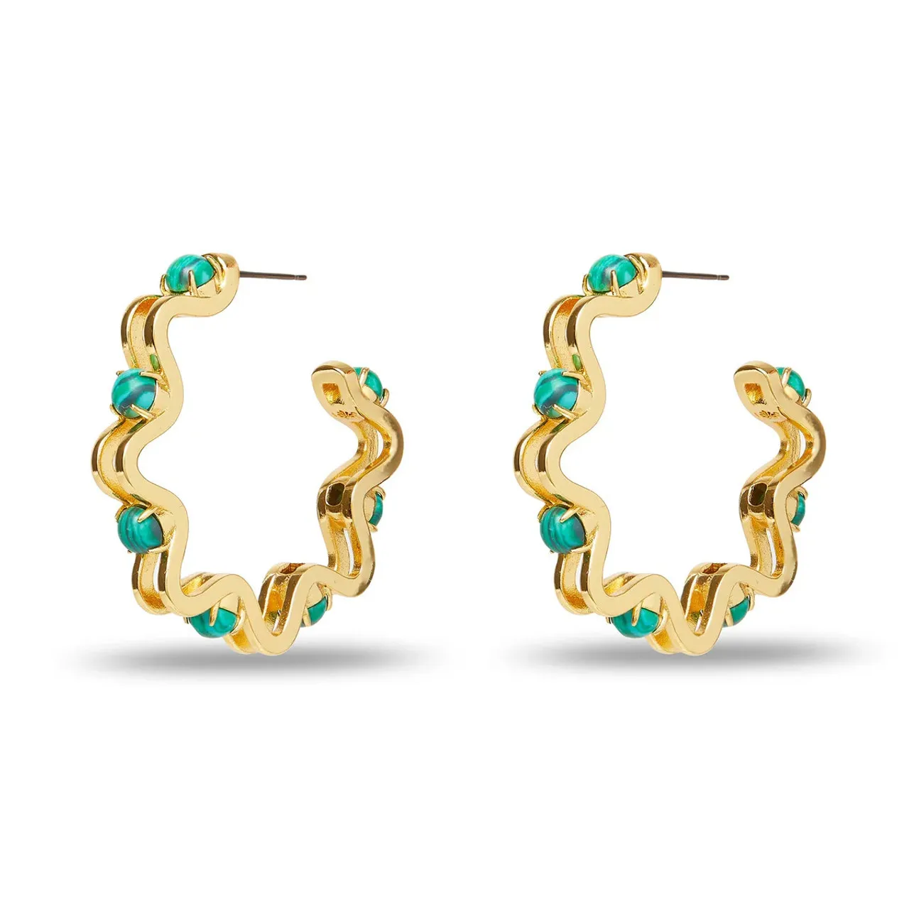 Lele Sadoughi Malachite Caterpillar Hoop Earrings