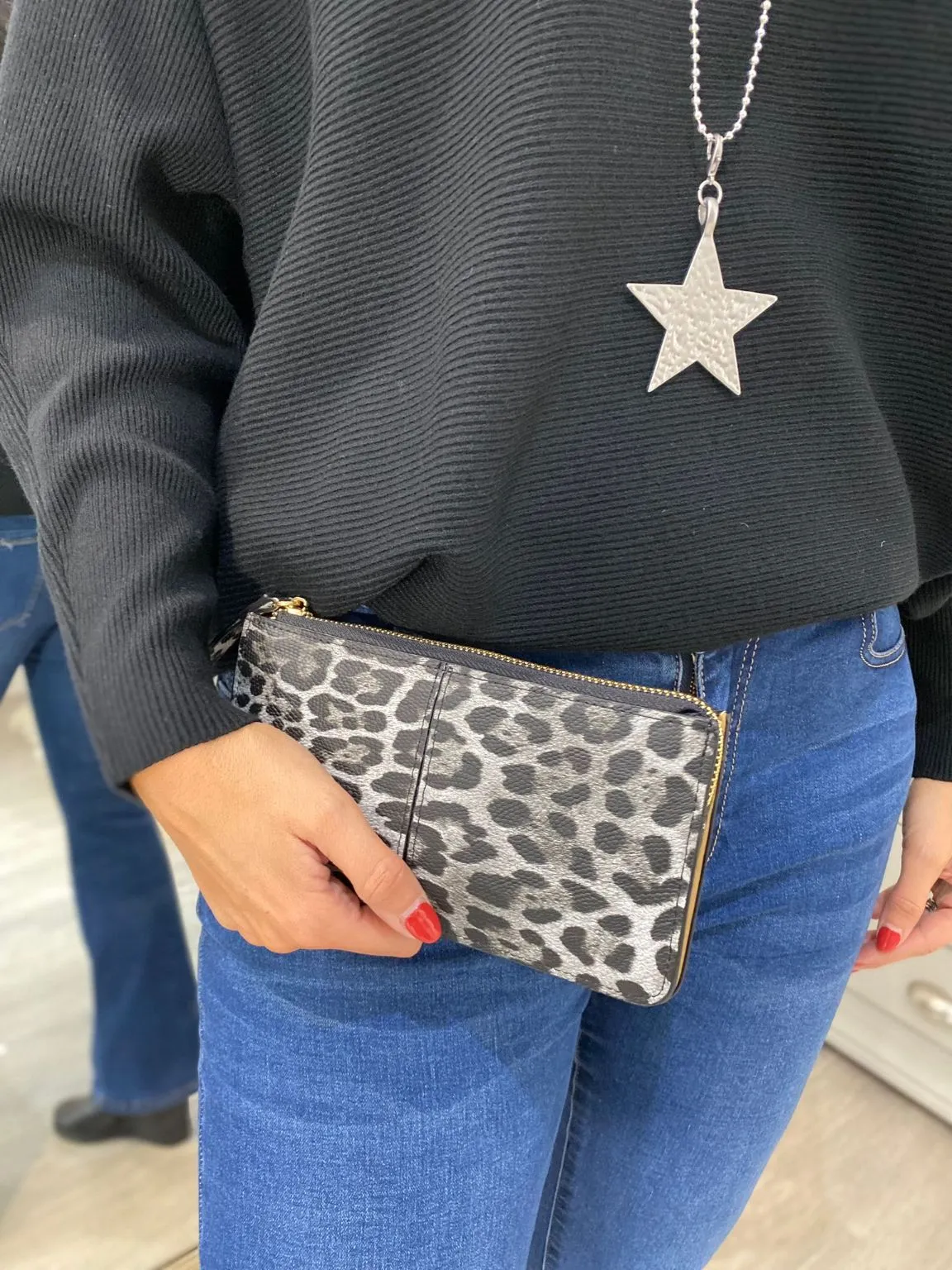 Leopard Print Grey Purse