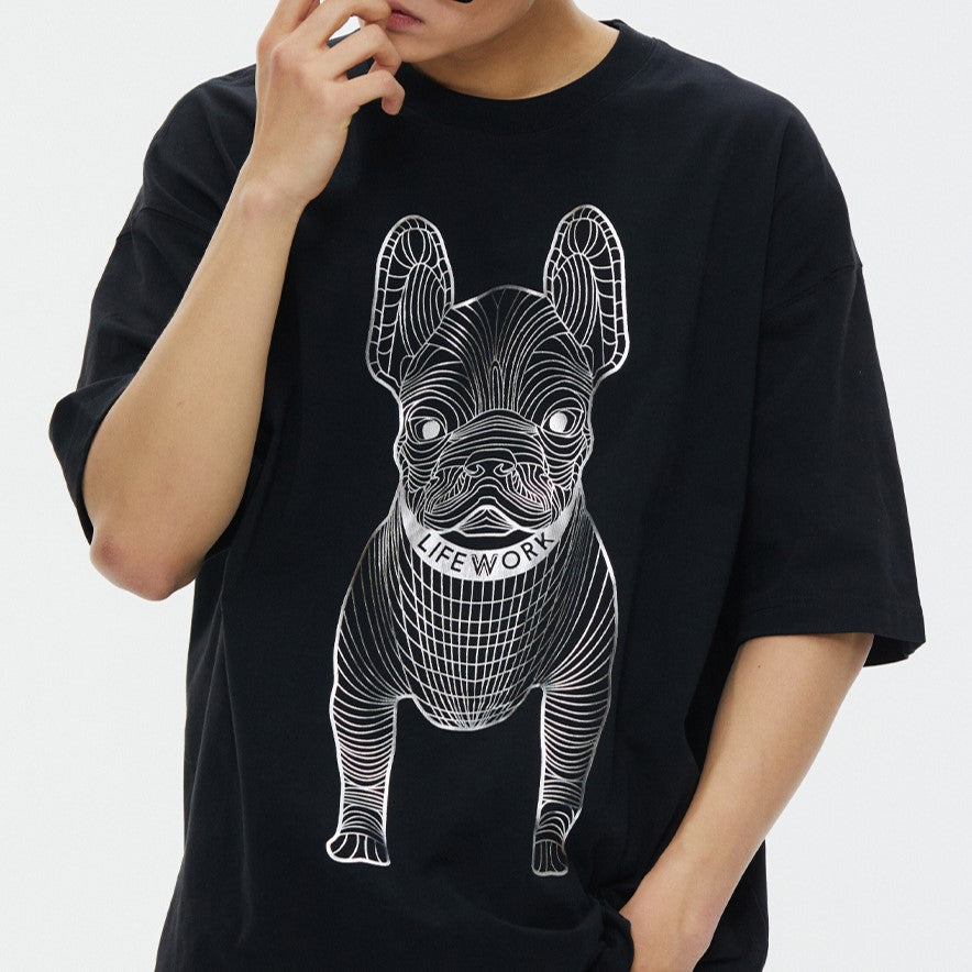 LifeWork Black Silver Foil Bulldog Tee