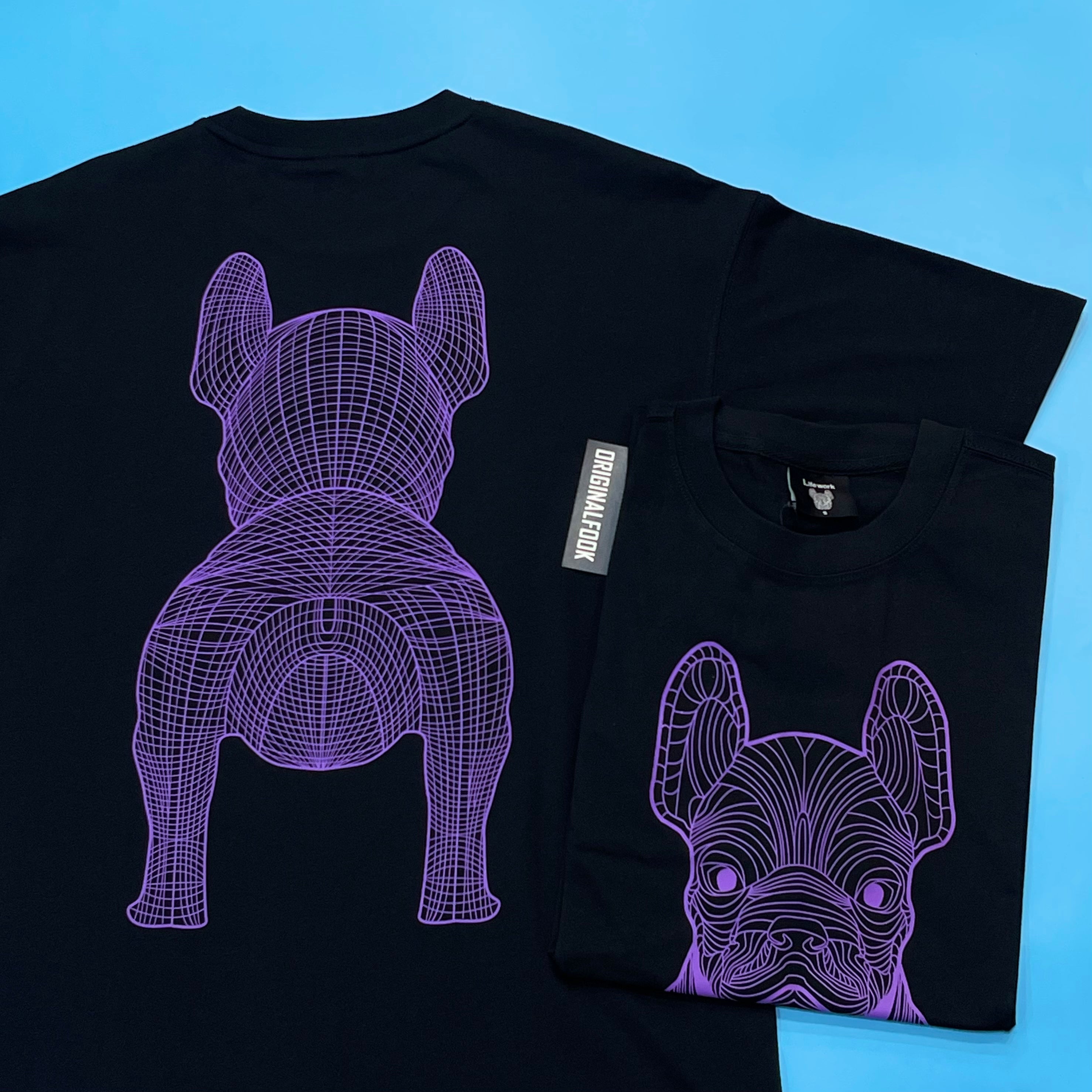 LifeWork Outline Bulldog T-Shirt - Black and Purple