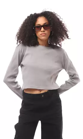 Light Grey Round Neck Cropped Tee