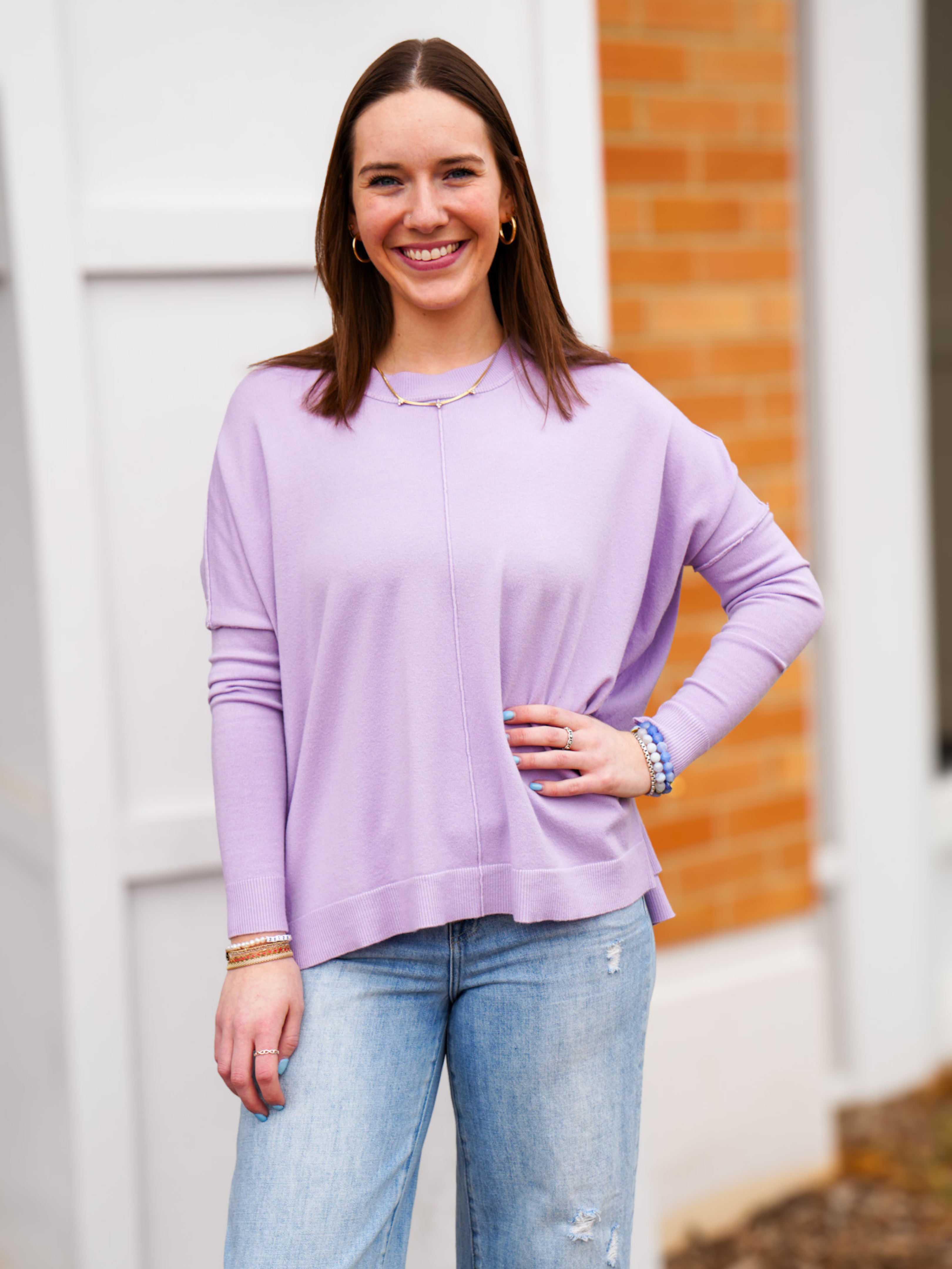 Lilac Sweater, Pastel Color, Timeless Design.