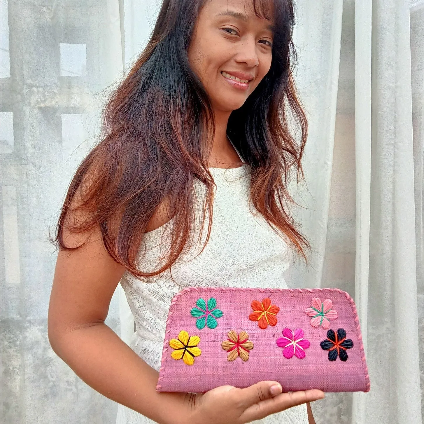 Lilibeth Light Purple Raffia Clutch Bag Soava