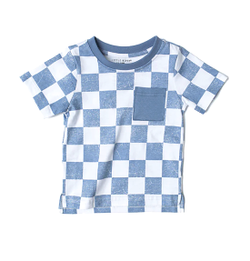 Little Bipsy - Checkered T-Shirt - Sky Blue.