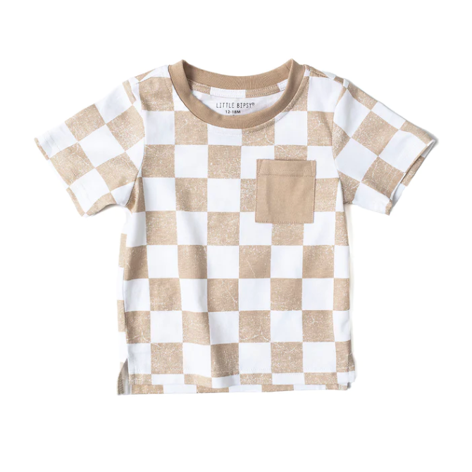 Little Bipsy Checkered Tee Beige