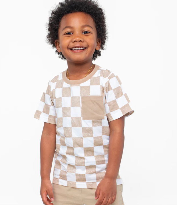 Little Bipsy Checkered Tee Beige