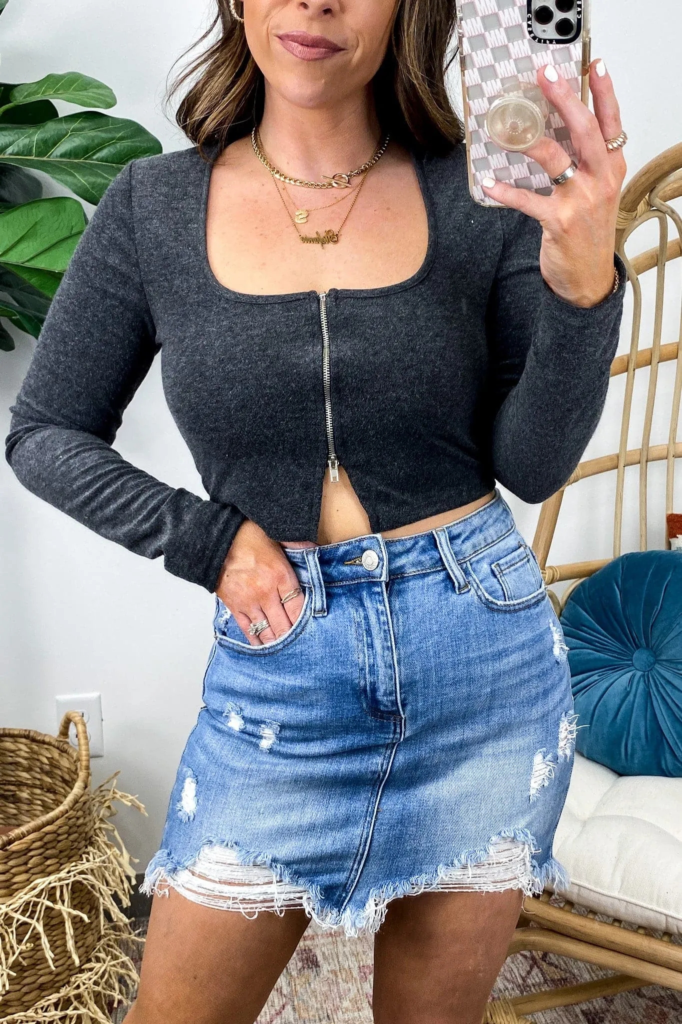 Local Flare Long Sleeve Half Zip Crop Top - FINAL CLEARANCE SALE