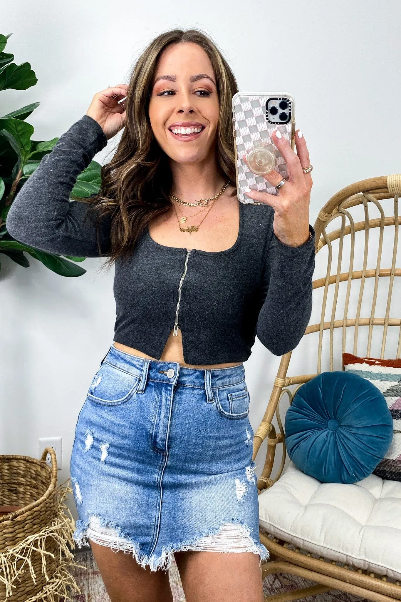 Local Flare Long Sleeve Half Zip Crop Top - FINAL CLEARANCE SALE