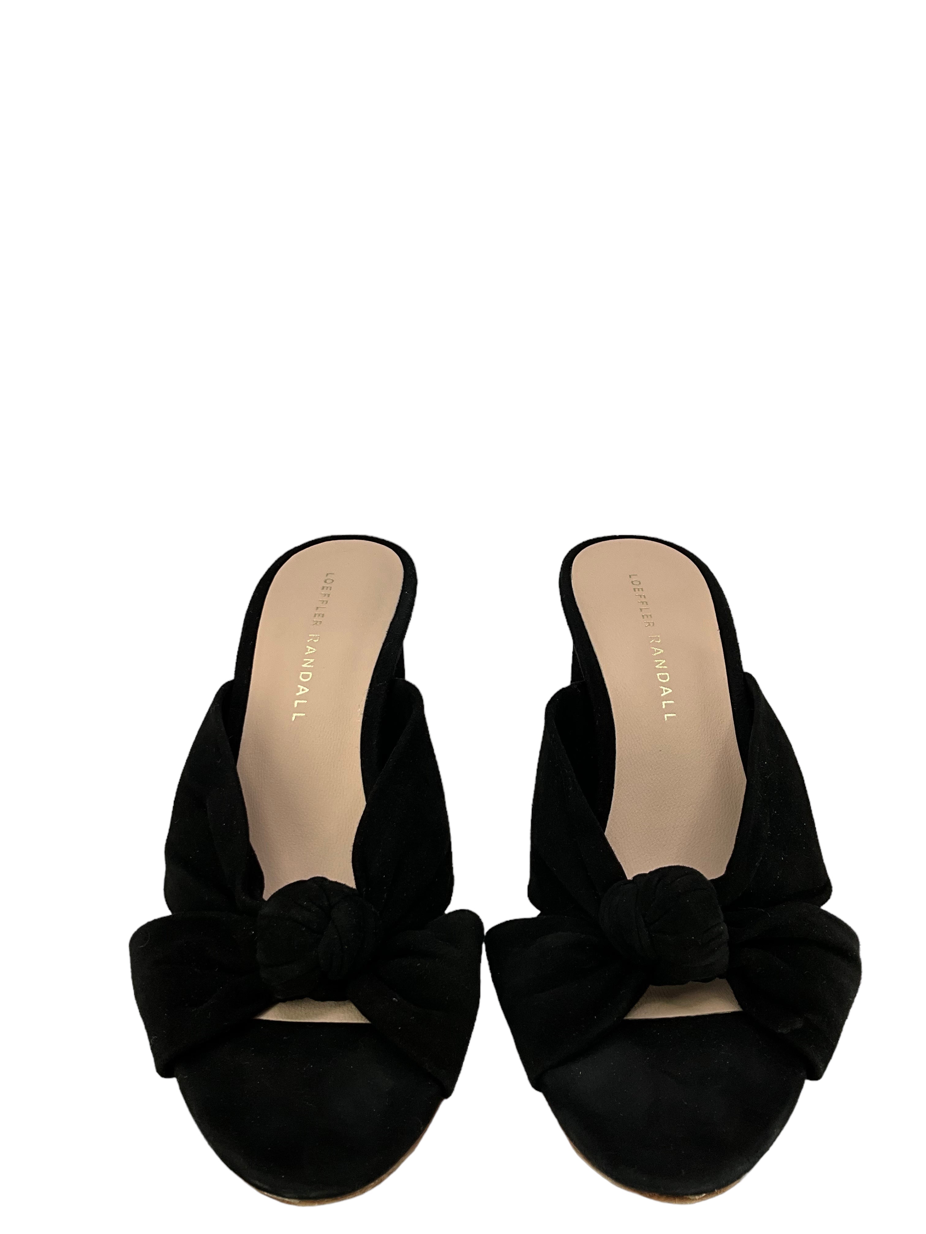 Loeffler Randall Black Suede Bow Sandals - Size 7.5