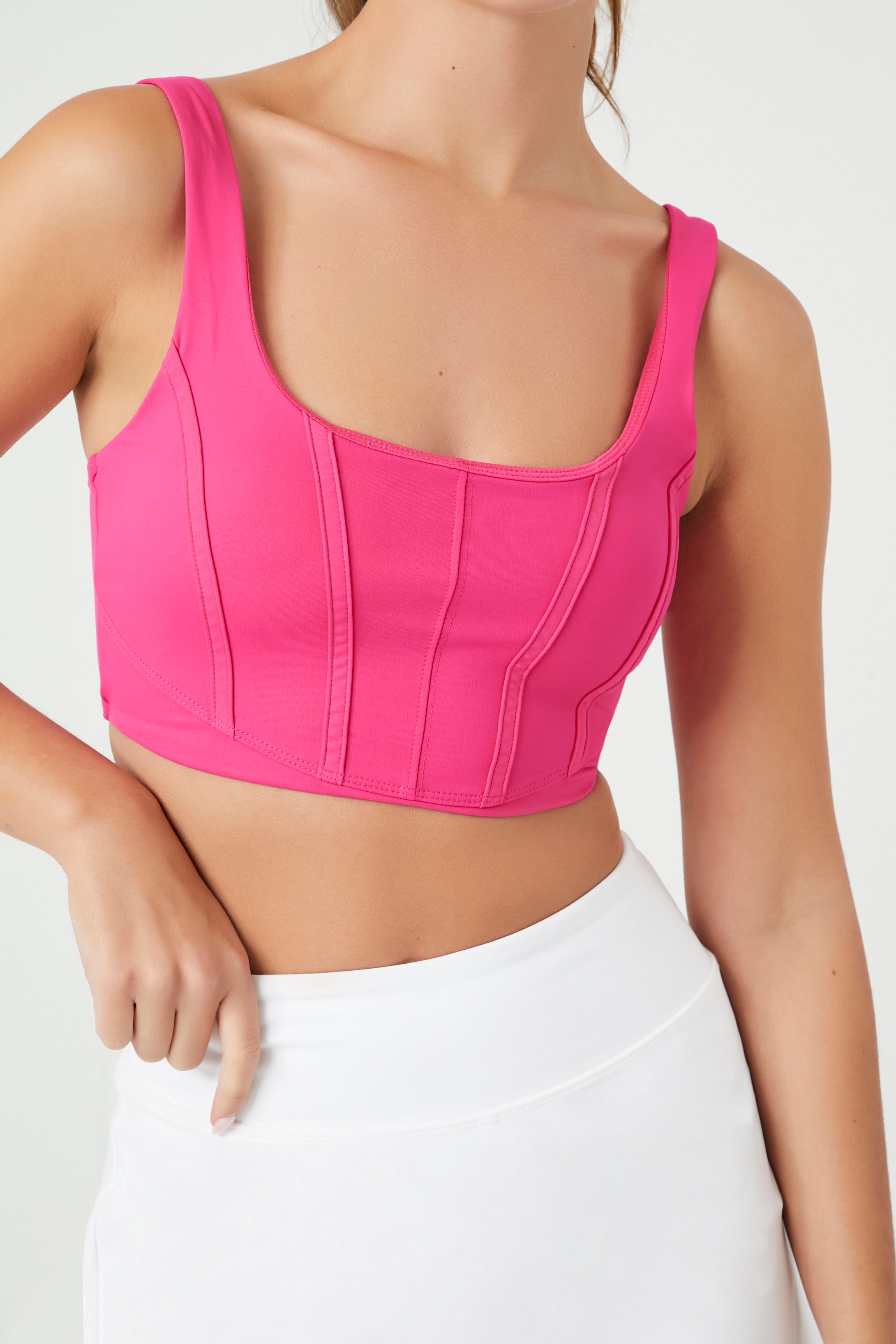 Longline Sports Bra with Corset Design