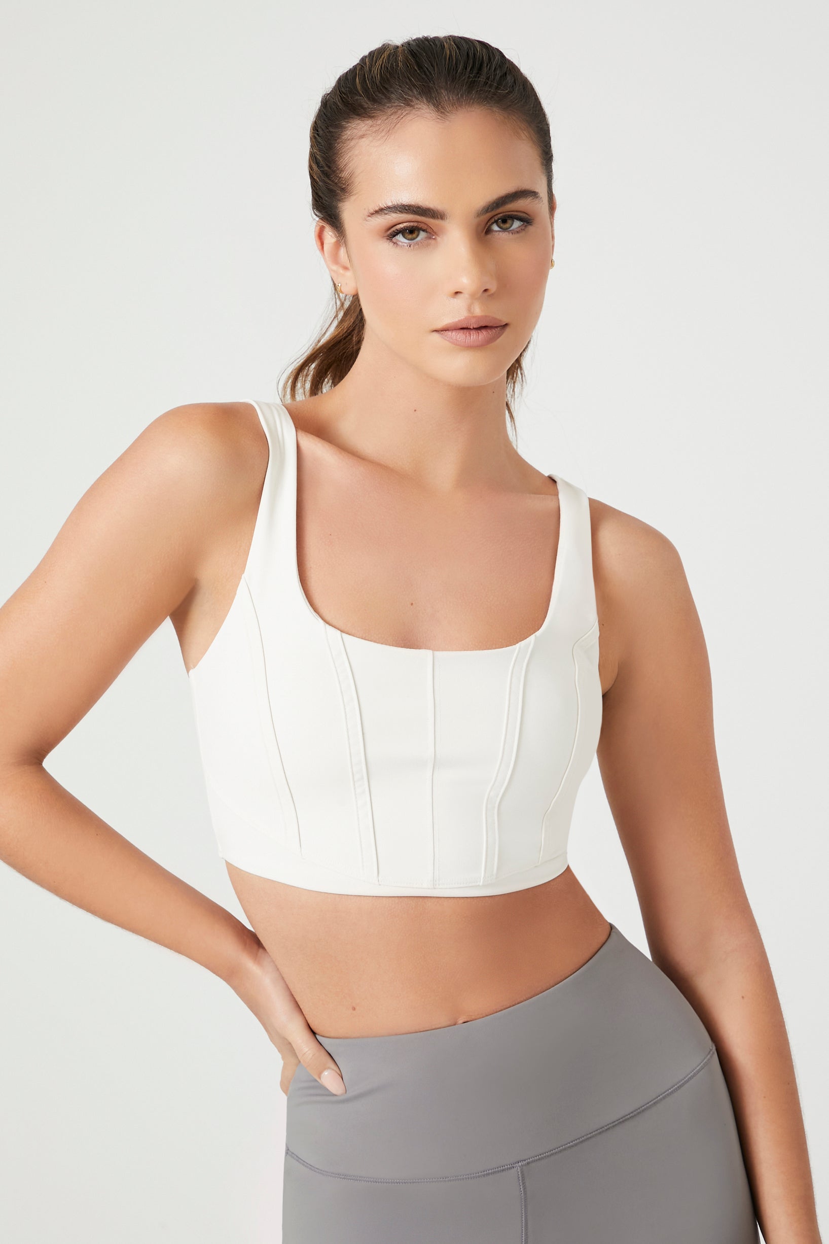 Longline Sports Bra with Corset Design