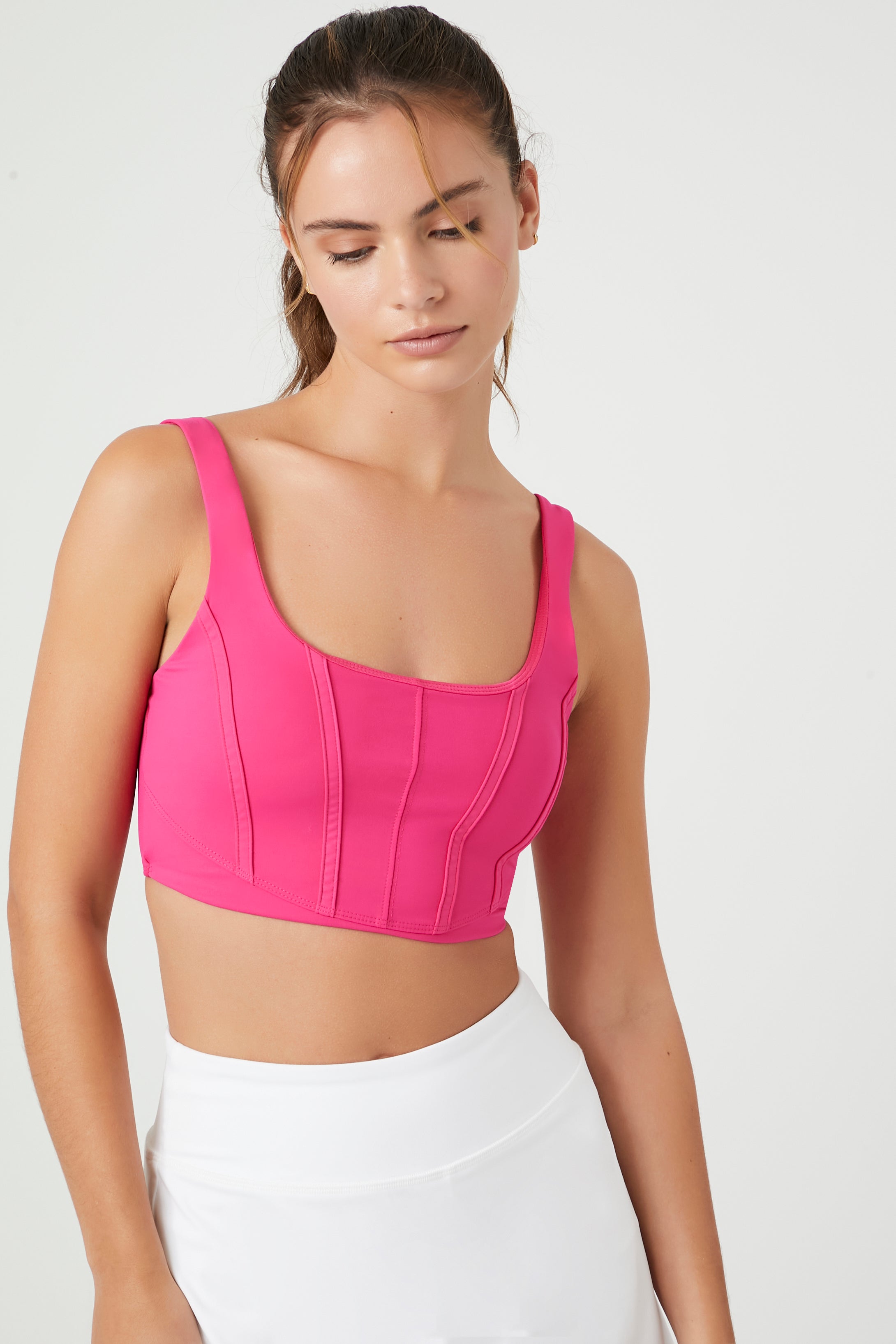 Longline Sports Bra with Corset Design