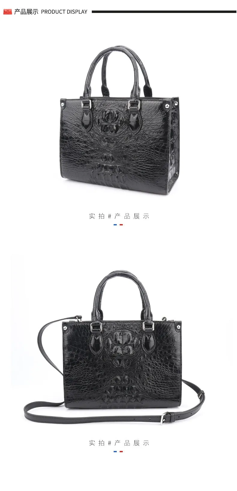 Luxury Crocodile Leather Shoulder Messenger Handbag for Women