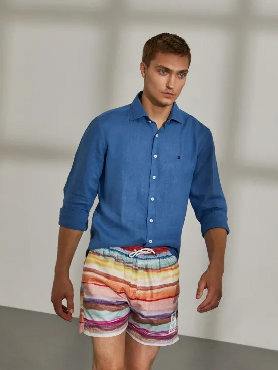 Drawstring Coloured Swimming Shorts Man's Regular Fit