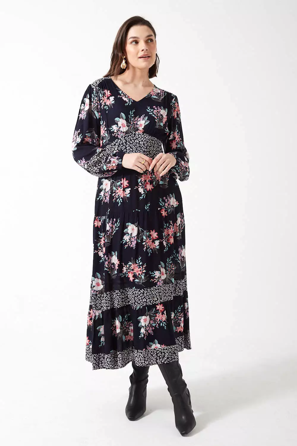 Marc Angelo Floral Long Sleeve Dress